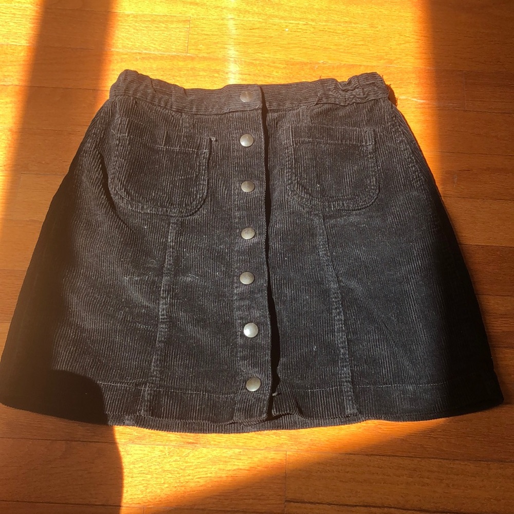 Brandy Melville Black Button Down Corduroy Skirt